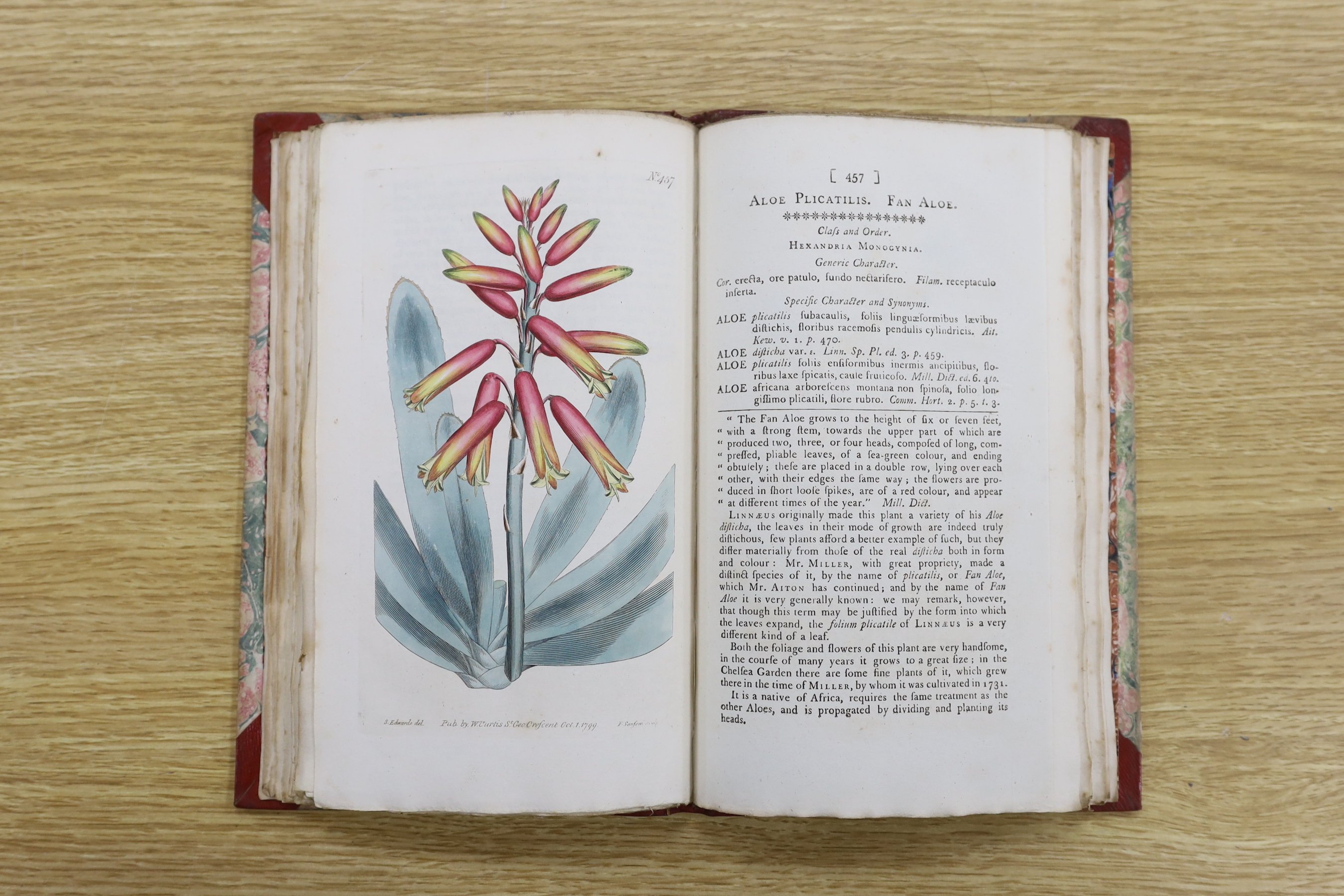 Curtis, William - A Botanical Magazine; or, Flower-Garden Displayed ... vols. IV, XI and XII (bound together), XIII and XV; New Series vol. VIII; Third Series vols. XII, XIV, XVI and XXIII. (10 vols).